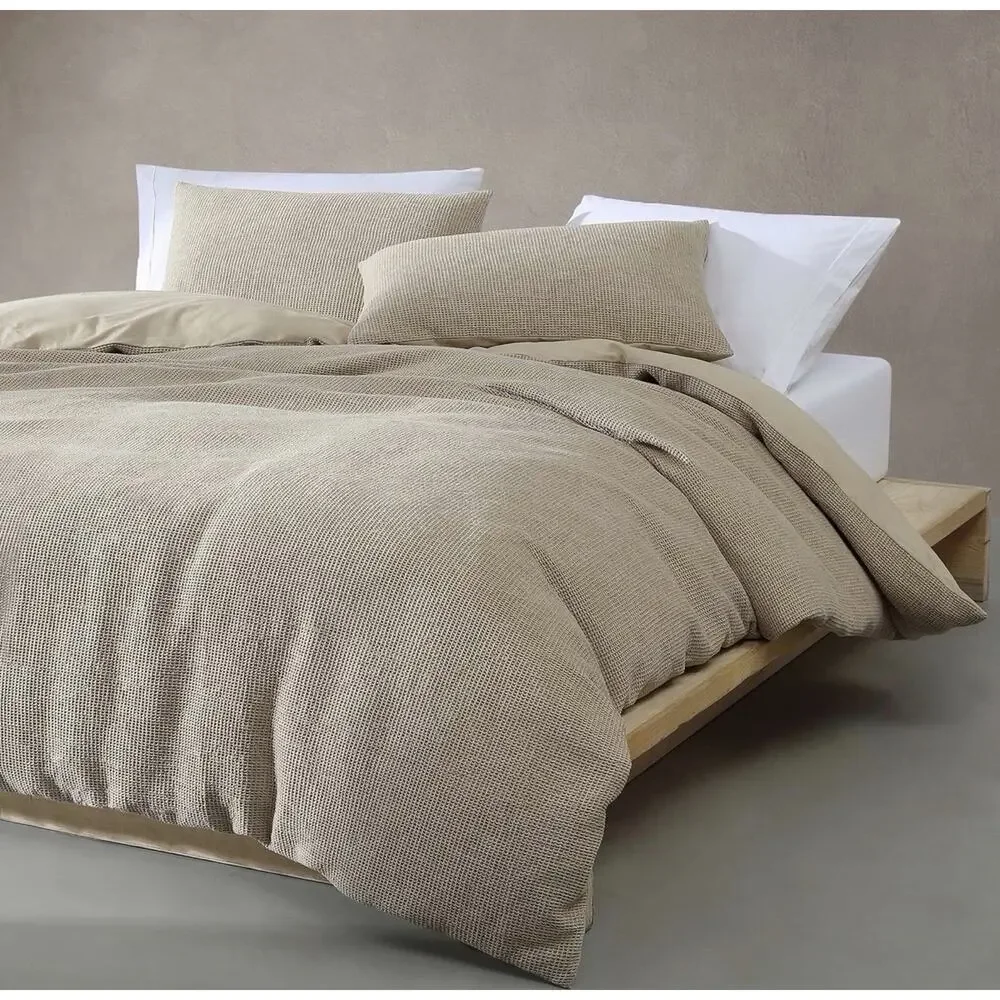 Calvin Klein 3-piece Queen Microwaffle Beige Duvet Cover set modern Cp. @160